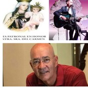 Manolo Padrón, Nereyda Hernández y "Titi", fiestas de Las Huesas, 2018.